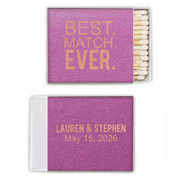 50 Best. Match. Ever. Matchbox. - Personalized Wedding Square Matchbox (Foil)