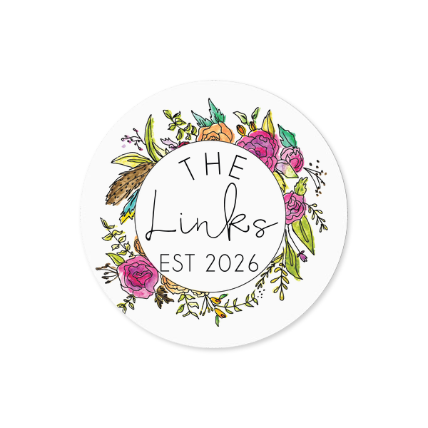 Personalized White Small Round Label with Matte Black Ink Digital Print Colors and Matte Blush Ink Digital Print Colors will give your party the personalized touch every host desires.
