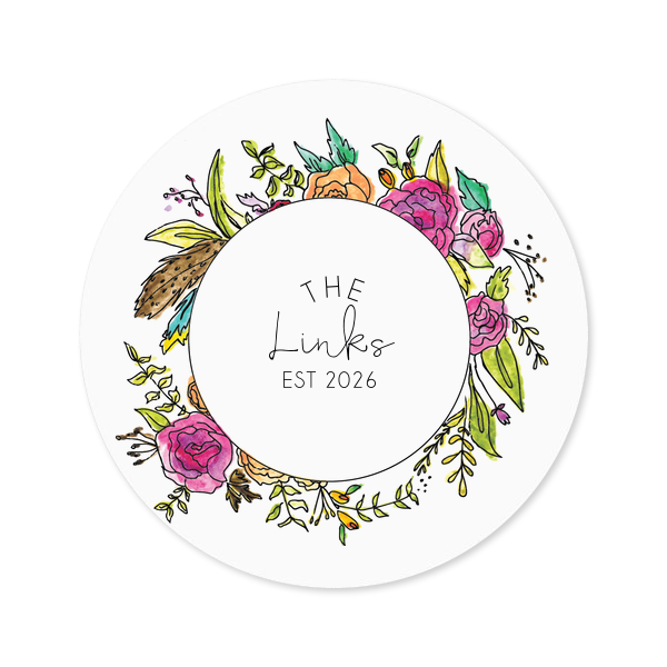 Personalized White Small Round Label with Matte Black Ink Digital Print Colors and Matte Blush Ink Digital Print Colors will give your party the personalized touch every host desires.