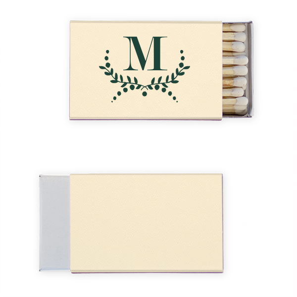 50 Artistic Foliage Monogram Matchbook - Personalized Anniversary Classic Matchbox (Foil)