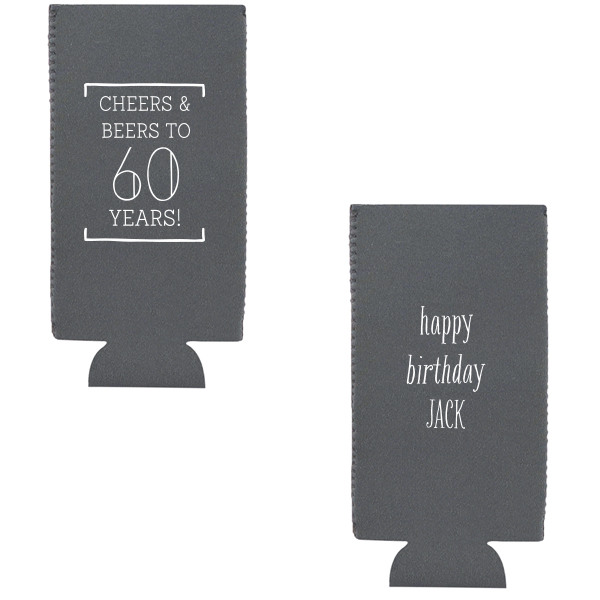 12 Cheers & Beers Can Cooler - Personalized Birthday Flat Can Cooler (Ink)