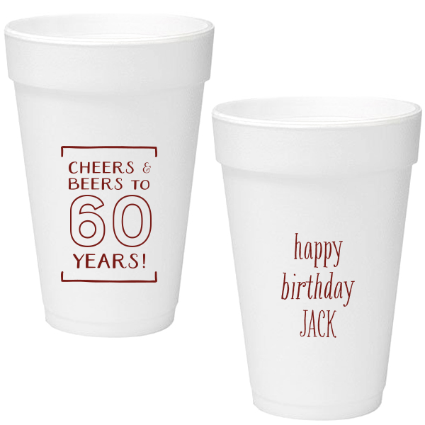 50 Cheers & Beers Birthday Cup - Personalized 16-oz. Styrofoam Cup (Ink)