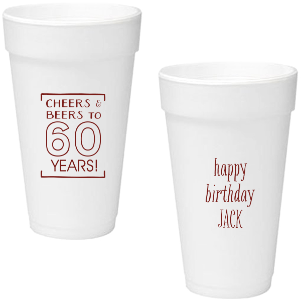 50 Cheers & Beers Birthday Cup - Personalized 20-oz. Styrofoam Cup (Ink)