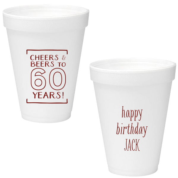 50 Cheers & Beers Birthday Cup - Personalized 12-oz. Styrofoam Cup (Ink)