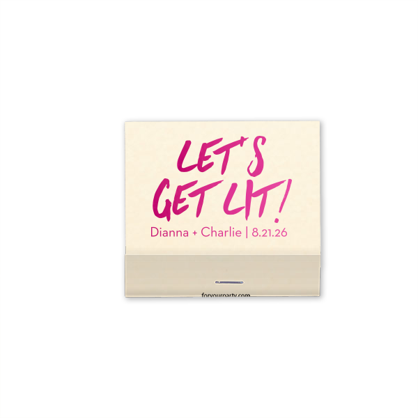 Ignite the excitement with the Vibrant Let’s Get Lit! Name & Date Wedding Match—a design combining a lively, vibrant font with traditional block letters for the couple's names and wedding date. This design is the epitome of contemporary charm, perfect for sparking joy on the big day.