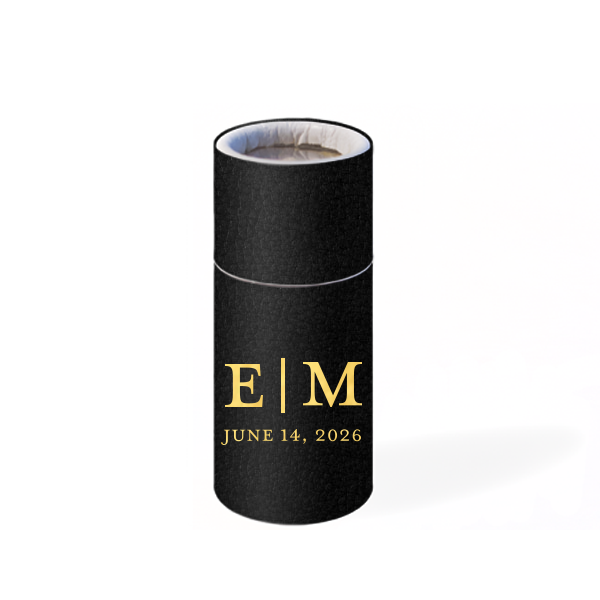 The Modern Elegant Initials & Date Match pairs bold elegance with a commemorative touch. First initials stand out in a modern serif font, divided by a sleek vertical line, with the event date neatly inscribed below—radiating sophistication for your special day.