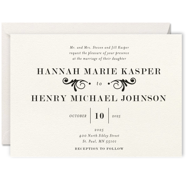 Decorative Flourish Letterpress Invitation