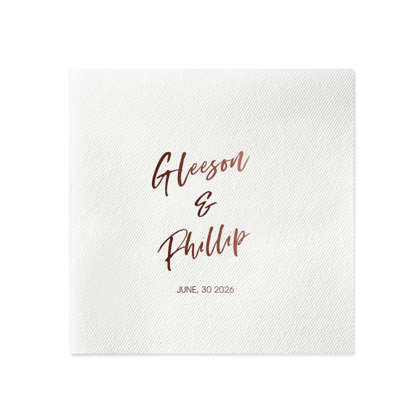 Custom White Dinner Napkin with NEW Shiny Merlot Foil are a must-have for your next event—whatever the celebration!