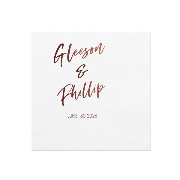 Custom White Dinner Napkin with NEW Shiny Merlot Foil are a must-have for your next event—whatever the celebration!