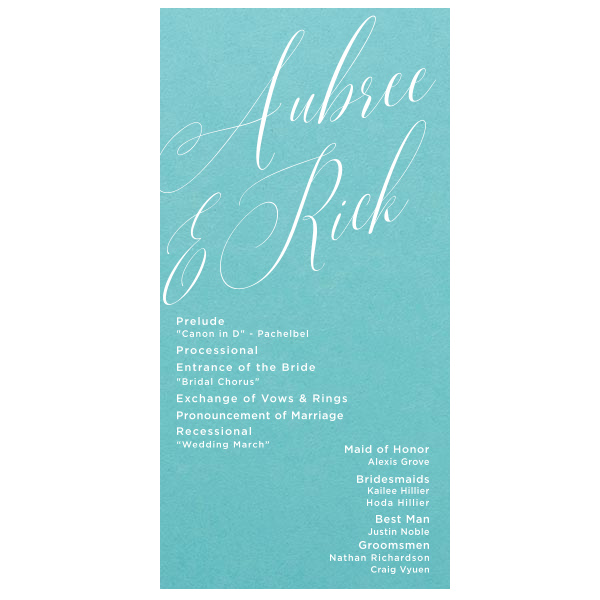25 Love Notes Program - Personalized Wedding Program (4 x 8) (Foil)