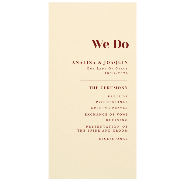 25 Modern Serif Program - Personalized Program (4 x 8) (Foil)