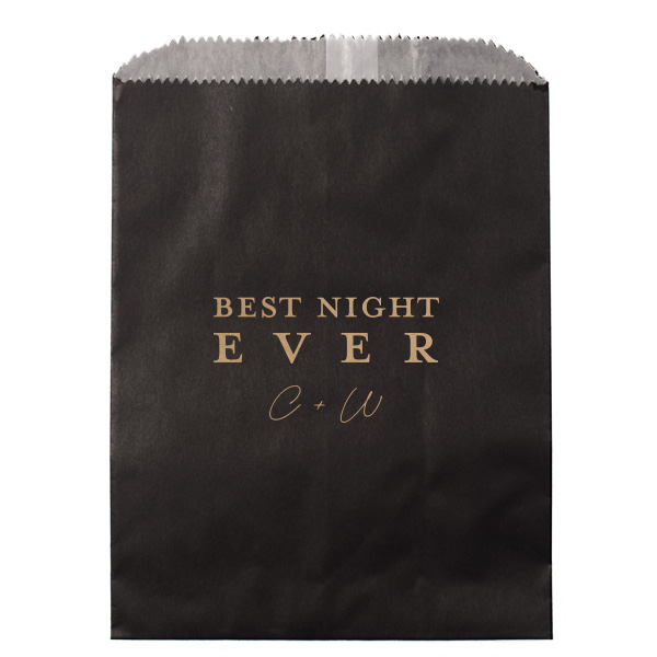 25 Relaxed Reception Best Night Ever Bag - Personalized Wedding Cookie Bag (Foil)