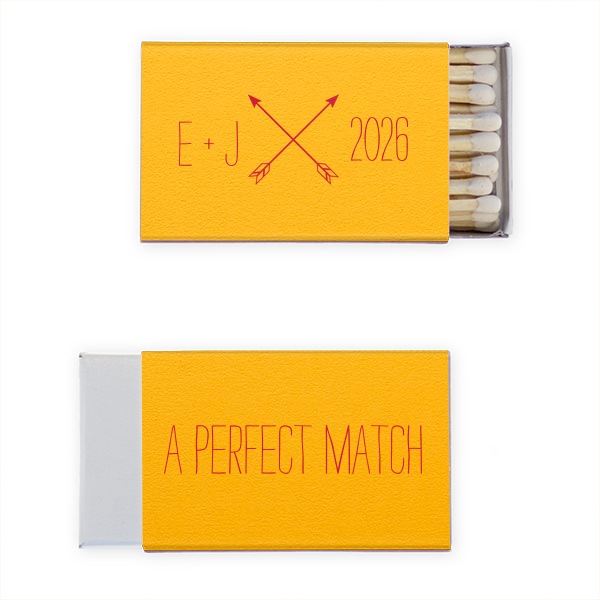 50 Arrow Monogram Match - Personalized Wedding Classic Matchbox (Foil)