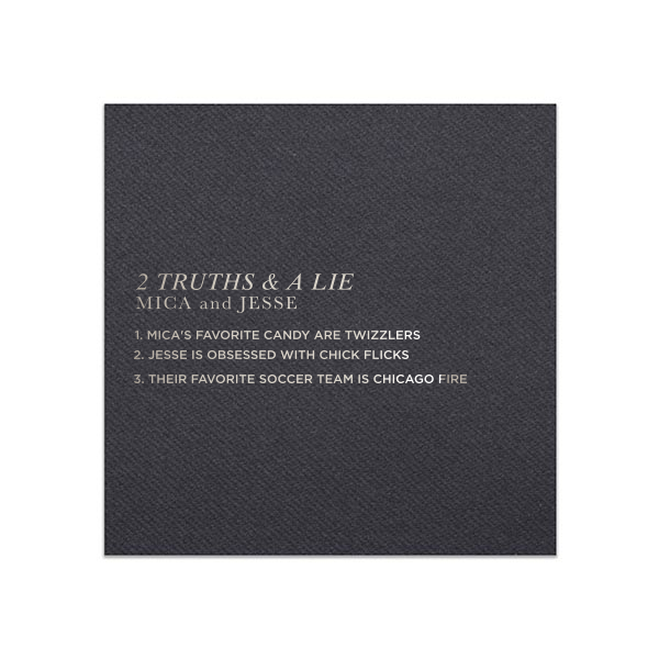 50 Two Truths And A Lie Napkin - Personalized Dinner Napkin (Foil)