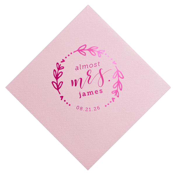 Almost Mrs Heart Frame Bridal Shower Napkin