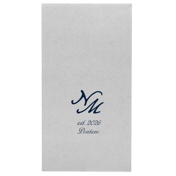 Elegant and simple, this personalized napkin is perfect for your event. Customize this wedding product with your initials, the date, and location of your wedding. 