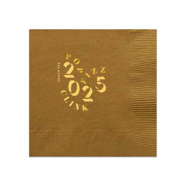 50 Modern New Year's Eve Napkin - Personalized Dinner Napkin (Foil)