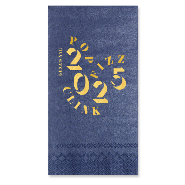 50 Modern New Year's Eve Napkin - Personalized Guest Hand Towel (Foil)