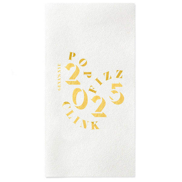 50 Modern New Year's Eve Napkin - Personalized Paper Guest Towel (Foil)