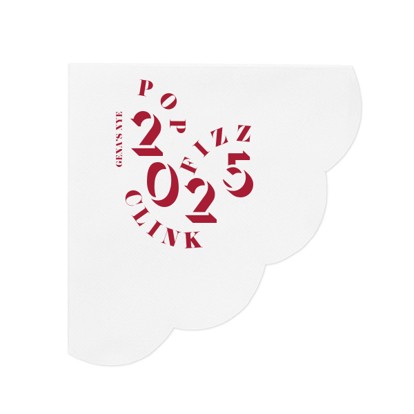 50 Modern New Year's Eve Napkin - Personalized Scalloped Luncheon Napkin (Foil)