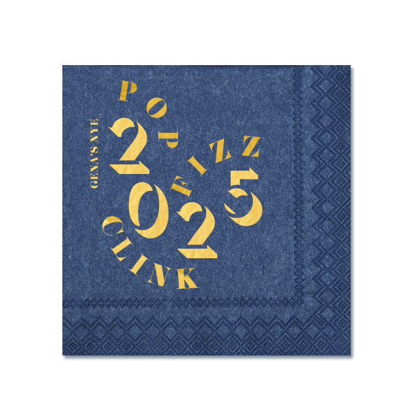 50 Modern New Year's Eve Napkin - Personalized Cocktail Napkin (Foil)