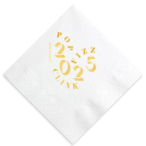 50 Modern New Year's Eve Napkin - Personalized Luncheon Napkin (Foil)