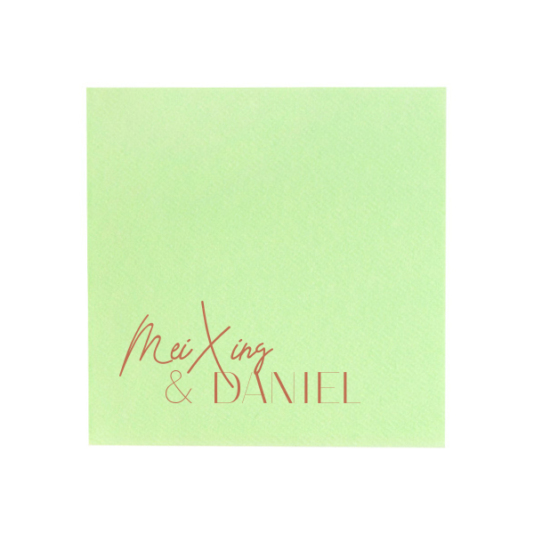 50 White Lotus Wedding Couples Names Napkin - Personalized Cocktail Napkin (Foil)