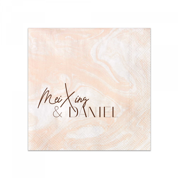 50 White Lotus Wedding Couples Names Napkin - Personalized Cocktail Napkin (Foil)
