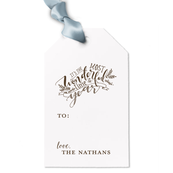 50 The Most Wonderful Time Letterpress Tag - Personalized Christmas Luggage Gift Tag (Letterpress)