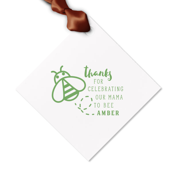 50 Mama To Bee Thank You Letterpress Tag - Personalized Baby Shower Letterpress Diamond Gift Tag