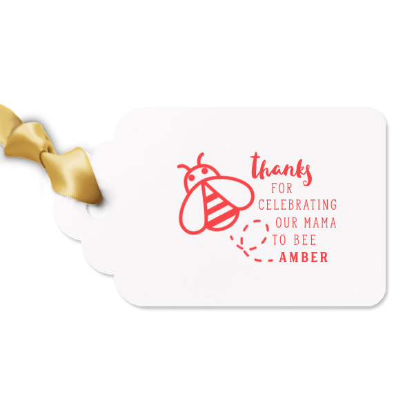 50 Mama To Bee Thank You Letterpress Tag - Personalized Baby Shower Round Arch Gift Tag (Letterpress)