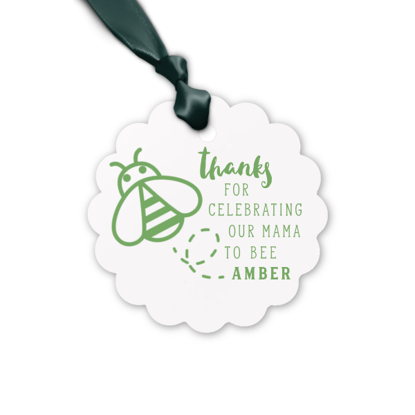 50 Mama To Bee Thank You Letterpress Tag - Personalized Baby Shower Letterpress Petal Gift Tag