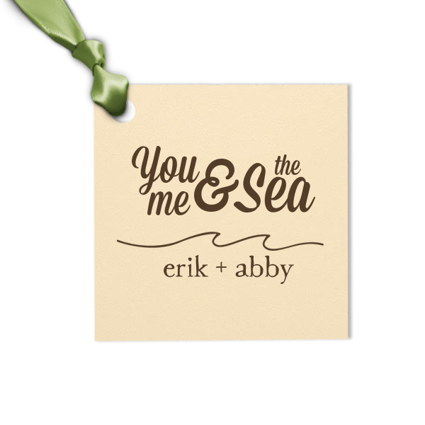50 You, Me & The Sea Letterpress Tag - Personalized Wedding Letterpress Square Gift Tag