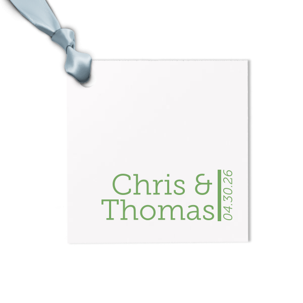 Our custom Metallic Sterling Silver Matte Rectangle Gift Tag with Satin Teal / Peacock Foil are a must-have for your next event—whatever the celebration!