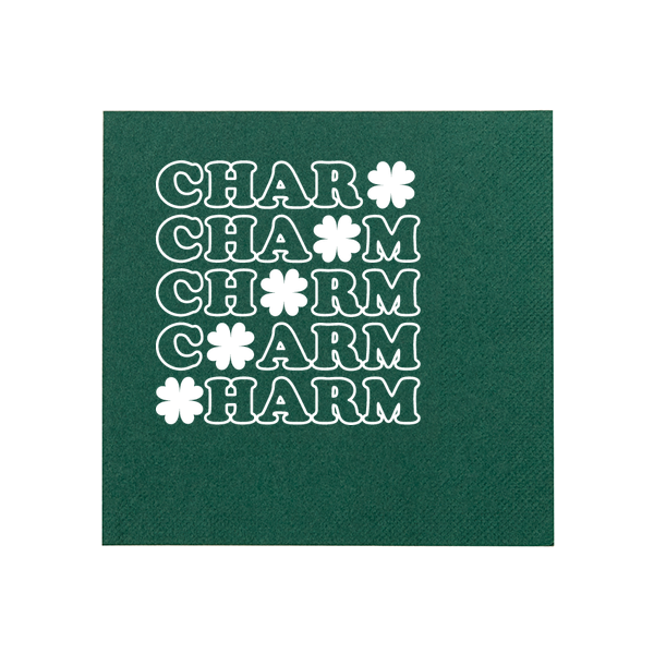 50 St. Patrick's Day Charm Clover Napkin - Personalized Cocktail Napkin (Foil)