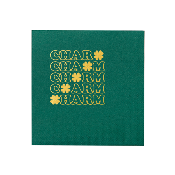 50 St. Patrick's Day Charm Clover Napkin - Personalized Luncheon Napkin (Foil)