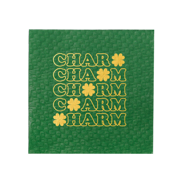 50 St. Patrick's Day Charm Clover Napkin - Personalized Cocktail Napkin (Foil)