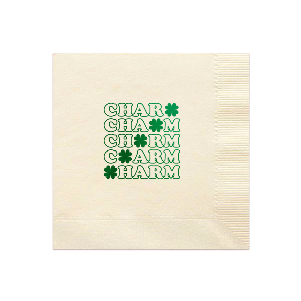 50 St. Patrick's Day Charm Clover Napkin - Personalized Dinner Napkin (Foil)