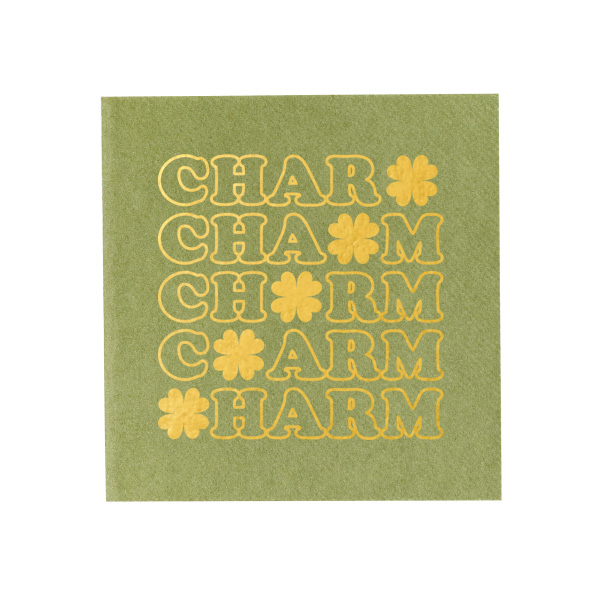50 St. Patrick's Day Charm Clover Napkin - Personalized Petite Cocktail Napkin (Foil)