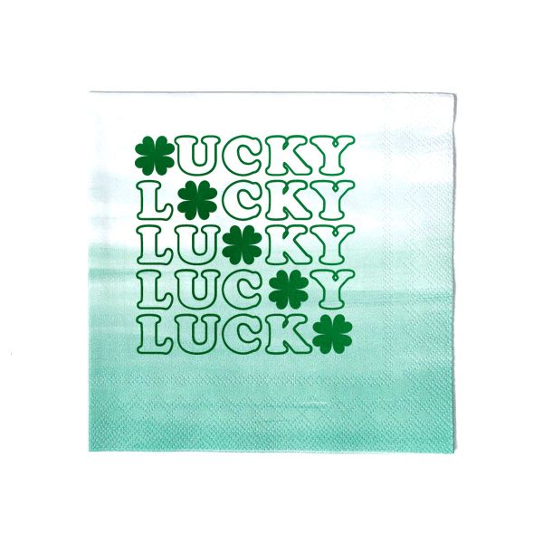 50 St. Patrick's Day Lucky Napkin - Personalized Cocktail Napkin (Foil)