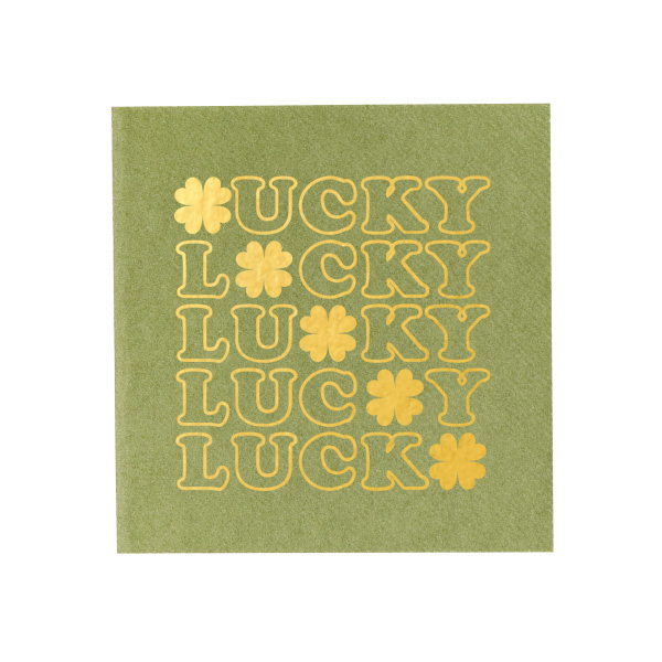 50 St. Patrick's Day Lucky Napkin - Personalized Petite Cocktail Napkin (Foil)