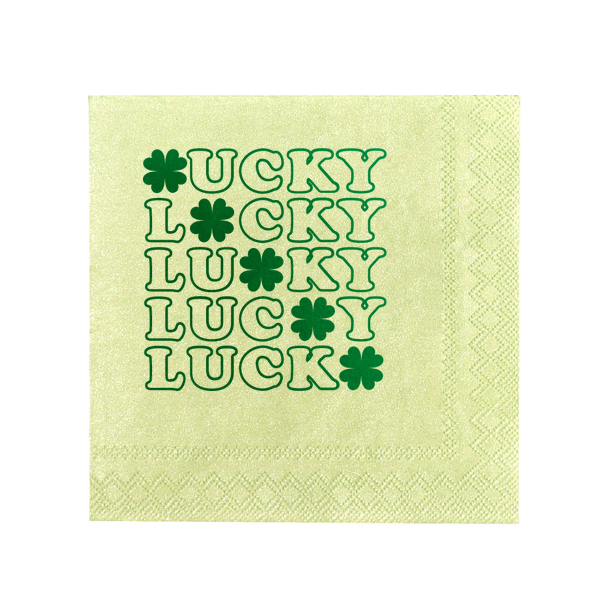 50 St. Patrick's Day Lucky Napkin - Personalized Cocktail Napkin (Foil)
