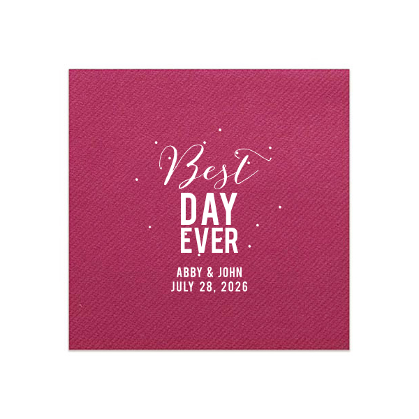 50 Best Day Ever Name Confetti Napkin - Personalized Anniversary Cocktail Napkin (Foil)