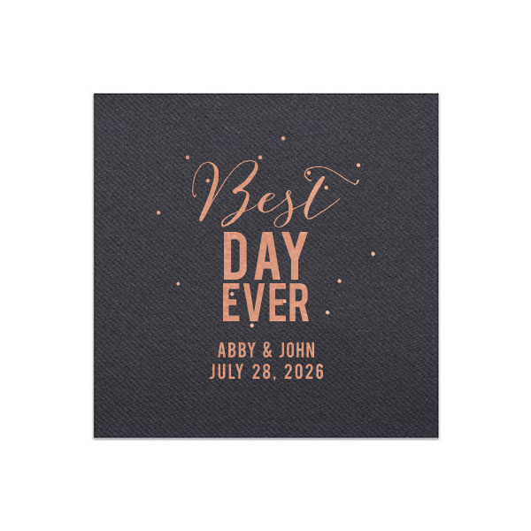 50 Best Day Ever Name Confetti Napkin - Personalized Anniversary Petite Cocktail Napkin (Foil)