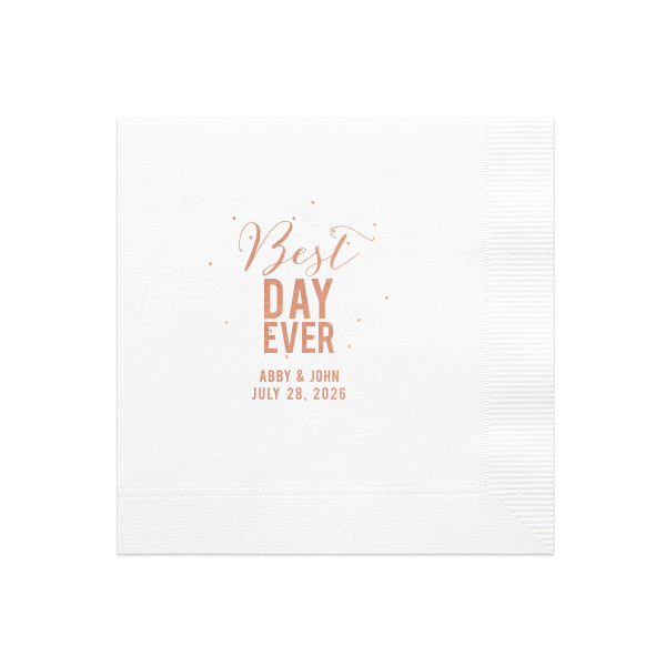 50 Best Day Ever Name Confetti Napkin - Personalized Anniversary Luncheon Napkin (Foil)