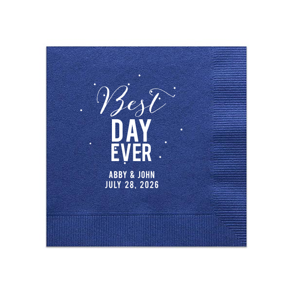50 Best Day Ever Name Confetti Napkin - Personalized Anniversary Cocktail Napkin (Foil)