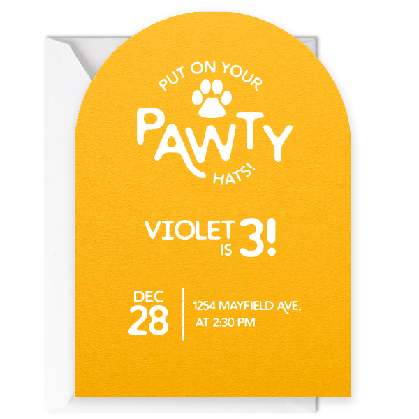 10 Put On Your Pawty Hats Invitation - Personalized Arch Invitation (Foil)