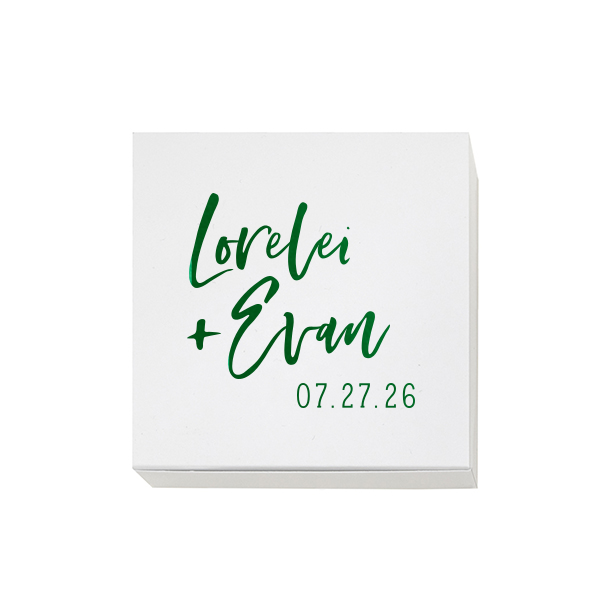 Our custom Stardream Crystal White Rectangle Box with Shiny Leaf Foil can't be beat. Showcase your style in every detail of your party's theme!