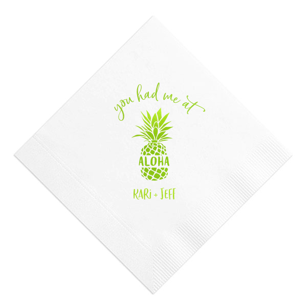 50 You Had Me At Aloha Napkin - Personalized Engagement Cocktail Napkin (Foil)