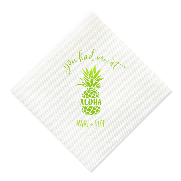 50 You Had Me At Aloha Napkin - Personalized Engagement Petite Cocktail Napkin (Foil)